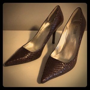 Guess Brown Snake Skin Stiletto Heels Size 10
